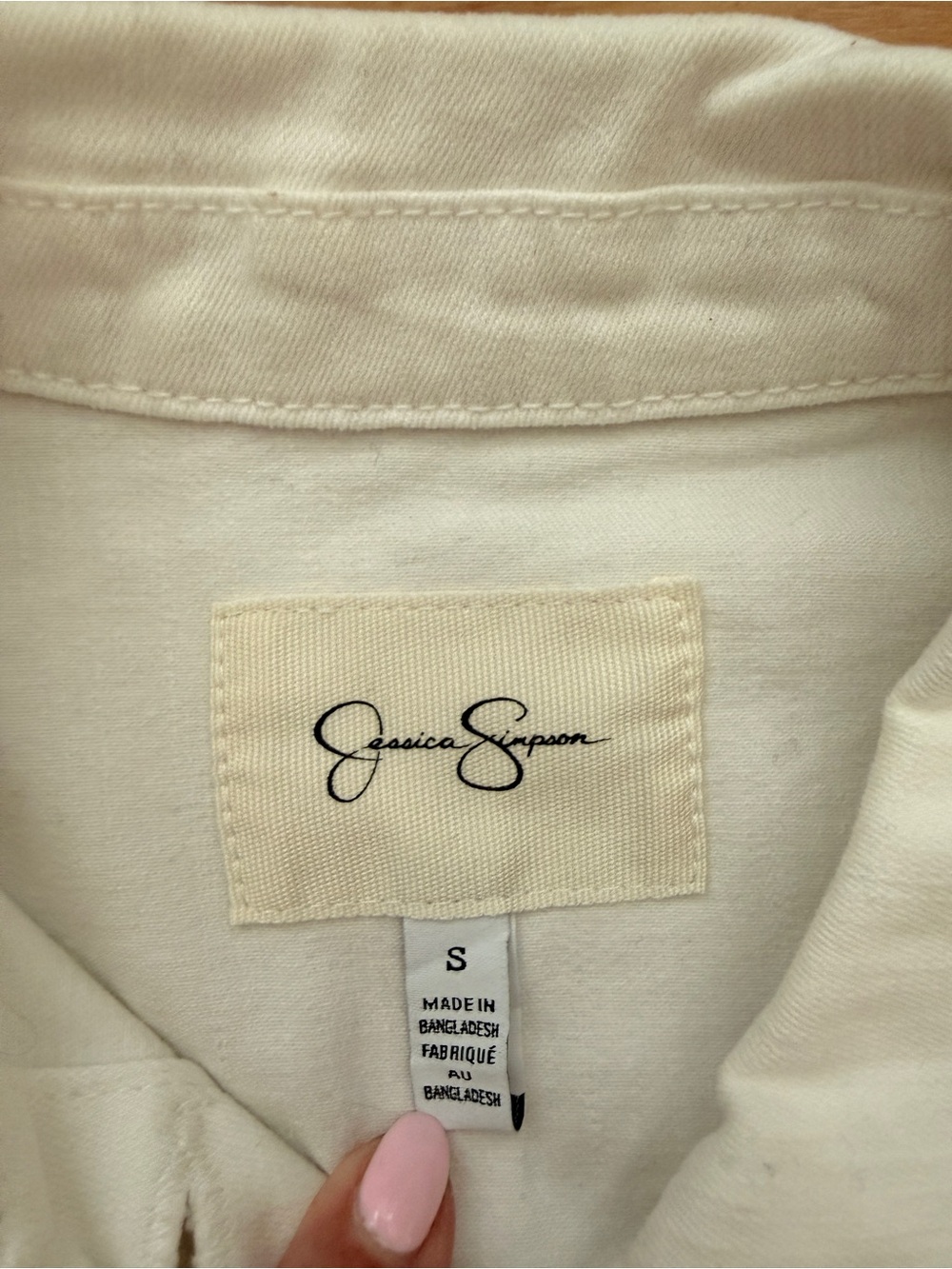 Jessica Simpson White Denim Jean Jacket - Button-Front - Picture 3 of 7